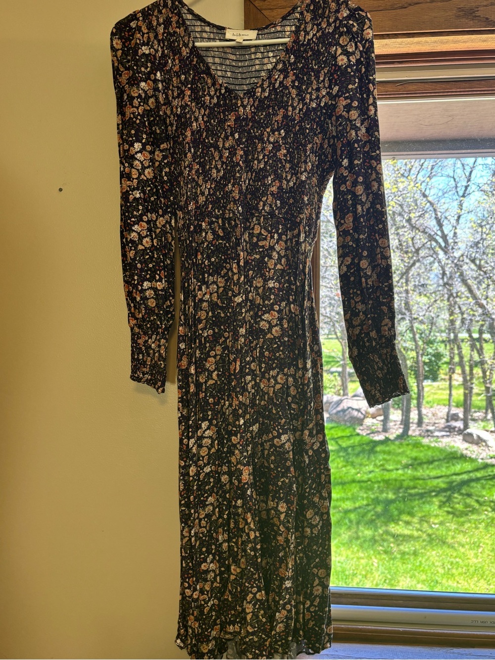 bohme Floral Long-Sleeve Midi Dress
